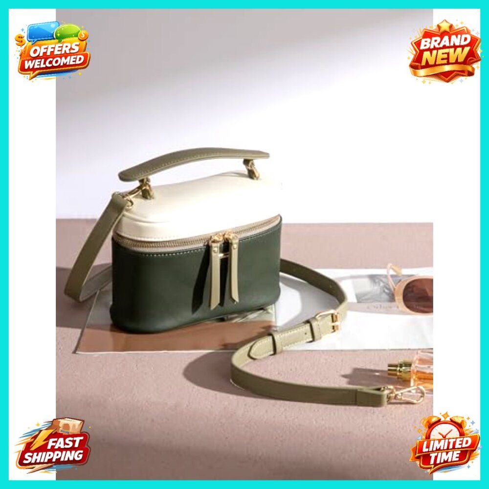 Small PU Leather Crossbody Bag with Top Handle, Flap Closure, Adjustable Strap - Picture 3 of 7